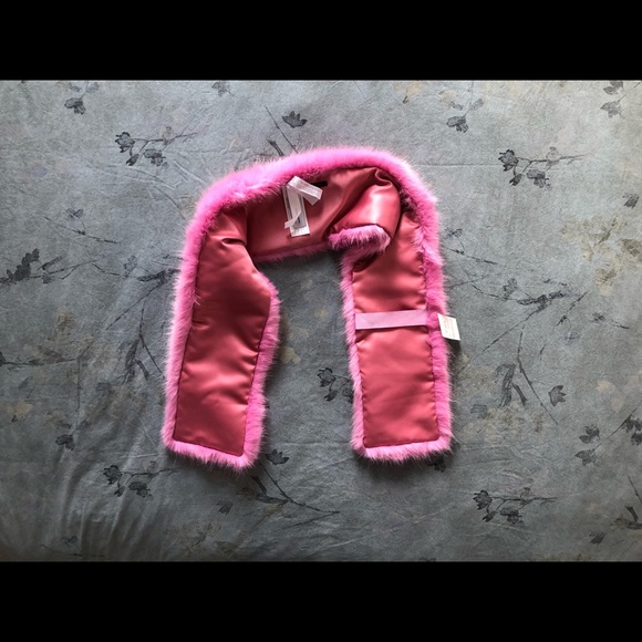 NWT J.Crew Hibiscus Pink Faux Fur Stole Scarf - Picture 7 of 9